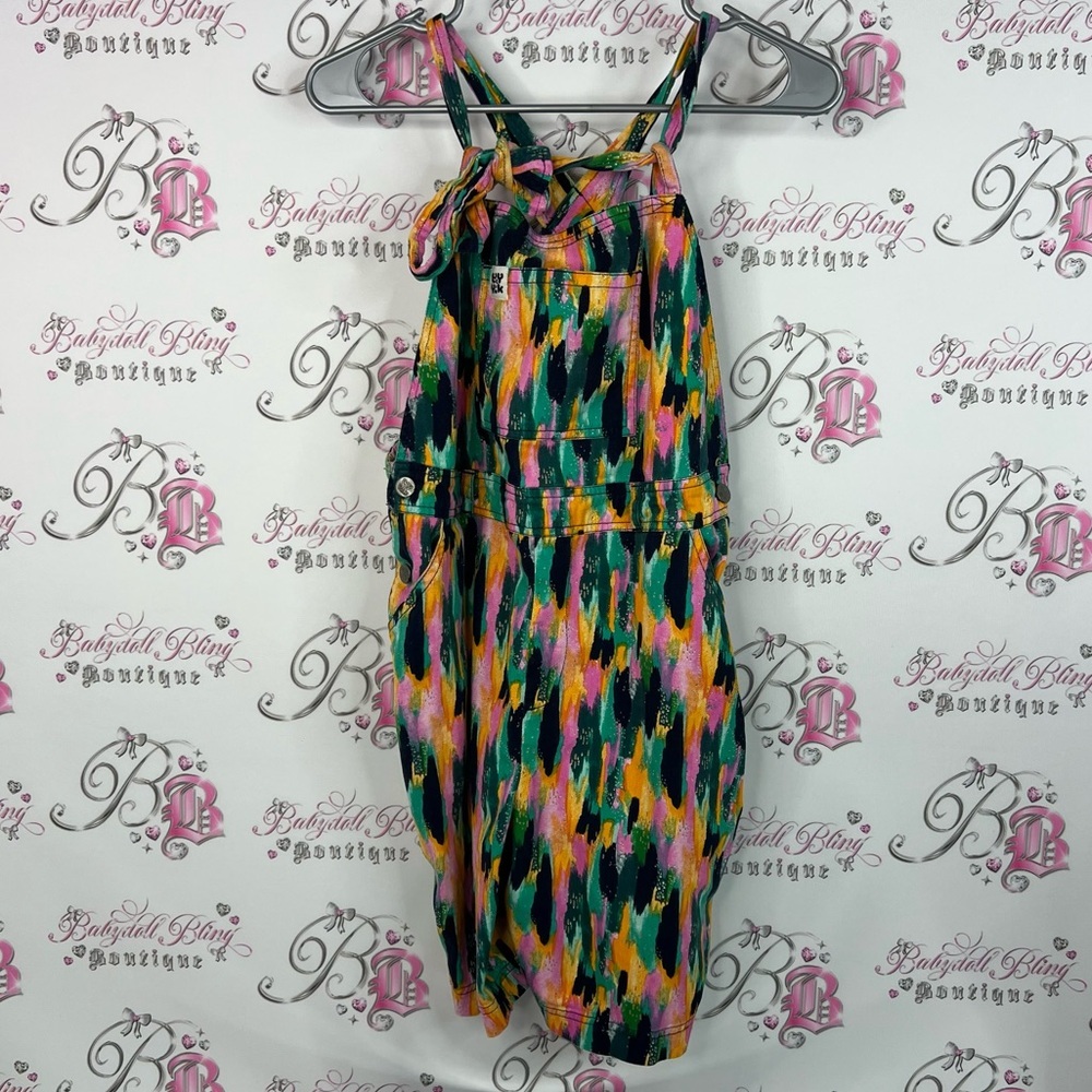 Lucy & Yak overalls smock abstract paint strokes Multicolor jumper button up
